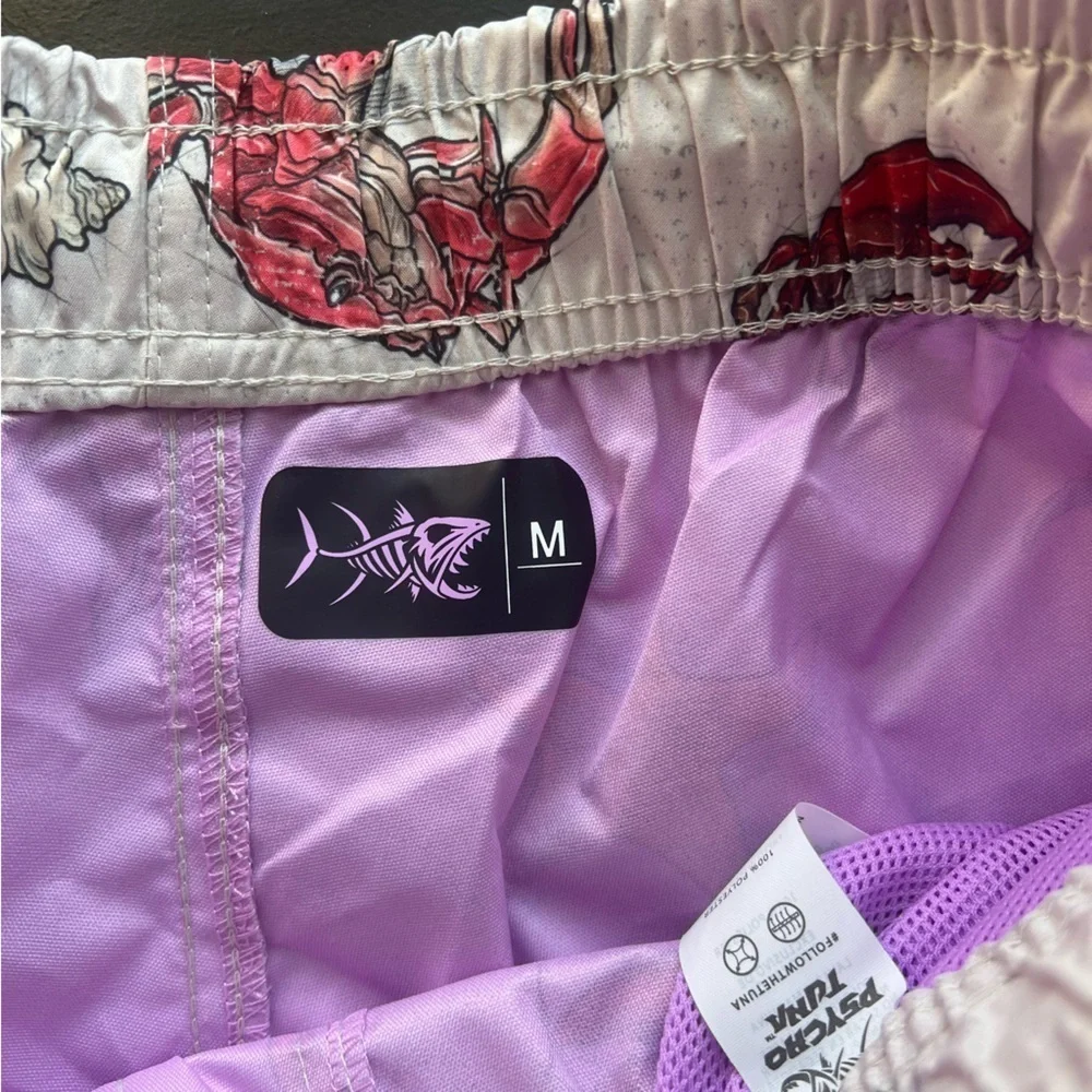 Psycho Tuna Cloud Cream Bottom Feeders Swim Shorts Size Medium NWT